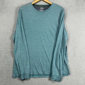 Bombas Mens Long Sleeve T-Shirt Large Blue Stripe Merino Wool Blend Crewneck Tee